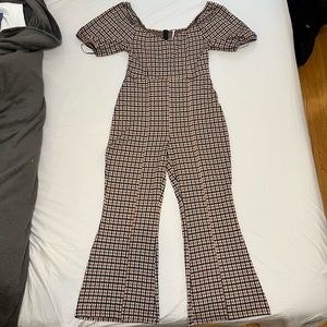 Free People Oxford Plaid Jumpsuit Size Large